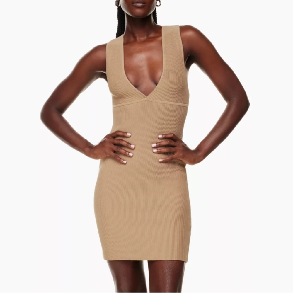 NWT Aritzia Babaton Deep V Sculpt Knit Dress